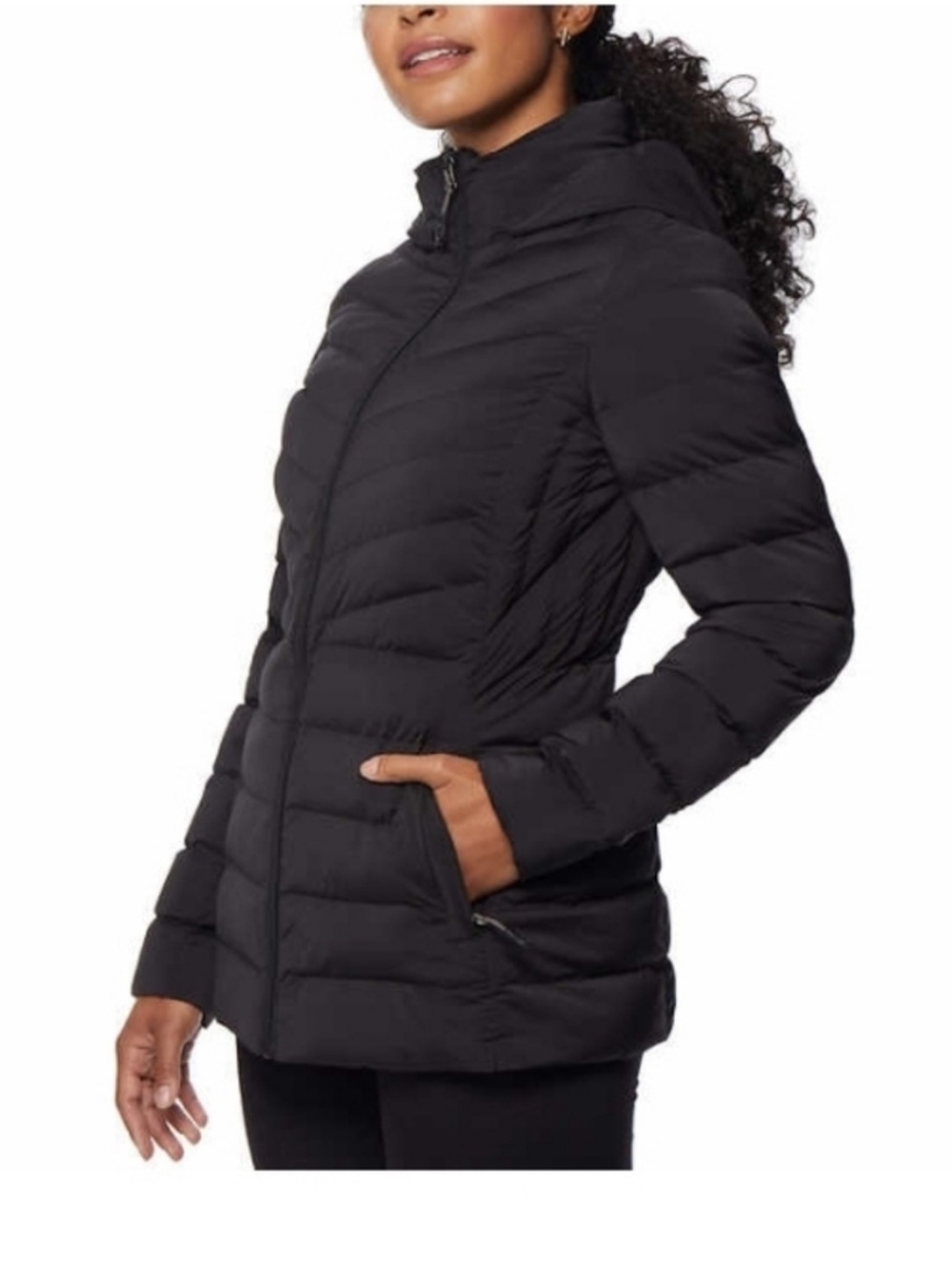 Black Hooded Puffer Jacket NWOT 32 degrees heat